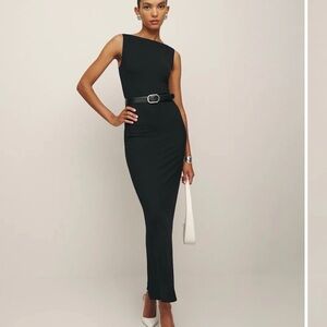 Reformation Raine Knit Dress Black - Size L